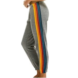 AVIATOR NATION Heather Grey 5 Stripe Sweatpants Size Medium
